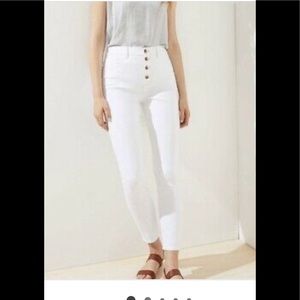LOFT  high waist skinny white jeans 0